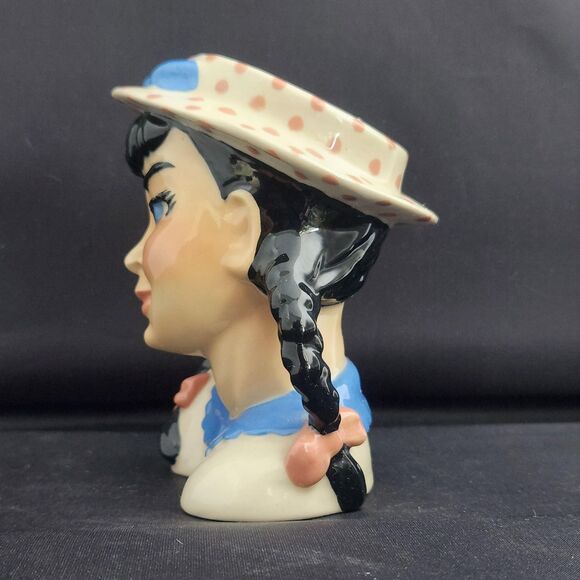 Becky Head Vase Ceramic Arts Studio Blue Pigtails Girl Teen Flower Holder VTG - Picture 5 of 8